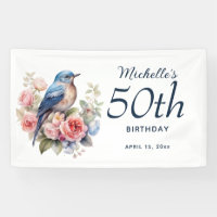 Blue Bird Pink Floral 50. Geburtstag