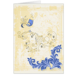Blue Bird Retro Floral Kunst