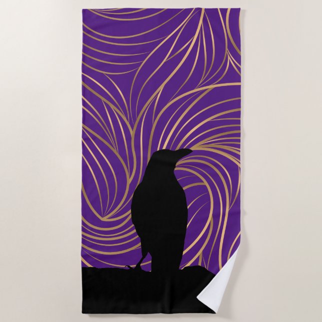 Blue Bird Silhouette Black Raven Strandtuch (Vorderseite)