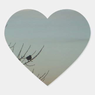 Blue Bird Silhouette Powder Blue Sky Herz-Aufkleber