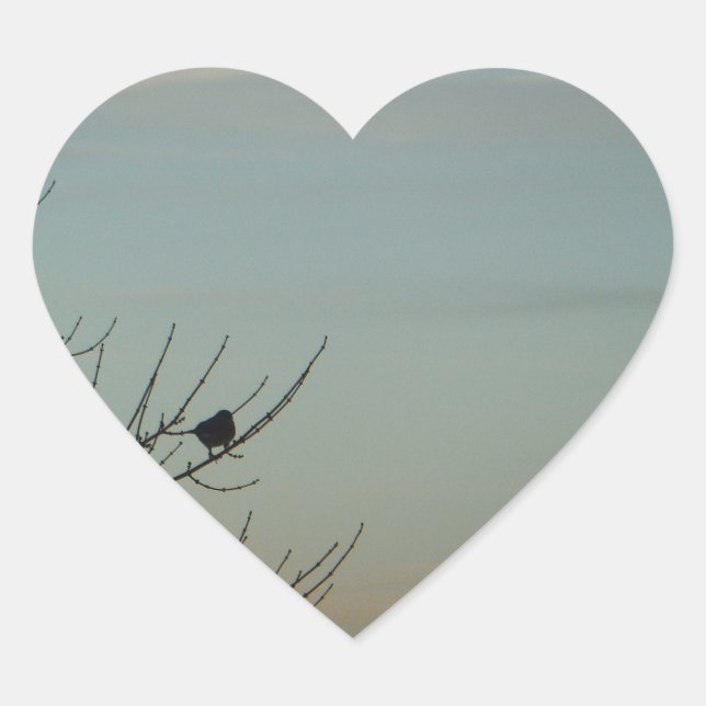 Blue Bird Silhouette Powder Blue Sky Herz-Aufkleber (Vorderseite)
