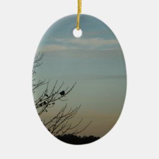 Blue Bird Silhouette Powder Blue Sky Keramikornament
