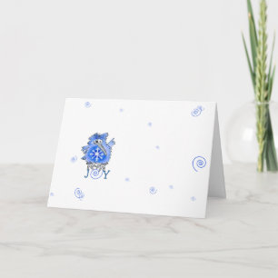 Blue Bird Snowflake Cartoon Feiertagskarte