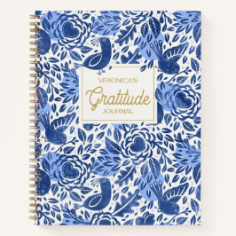 Blue Bird und Herz Illustriert Dankesblatt Notizbuch