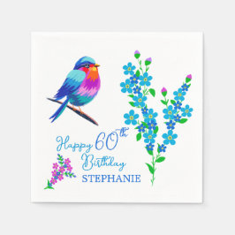 Blue Bird Vergiss mich nicht blutige 60. Geburtsta Serviette