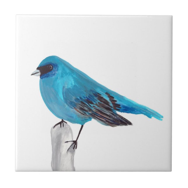 Blue Bird Wildlife Vintage Farbe Fliese (Vorderseite)