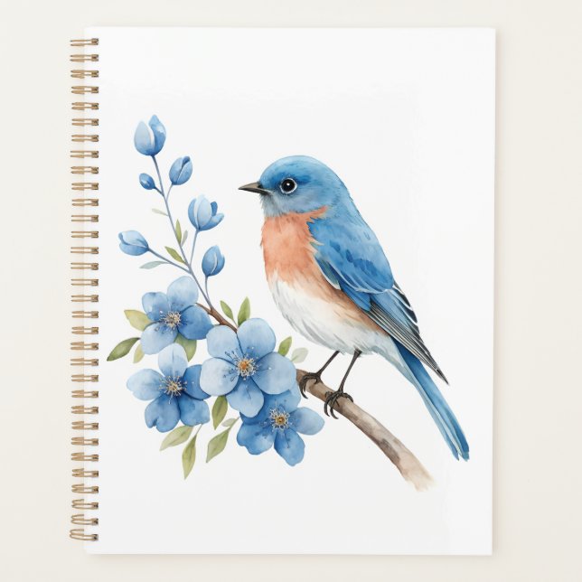 Blue bird with blue flowers (Devant)