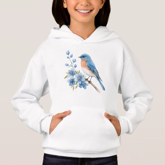 Blue bird with blue flowers (Devant)