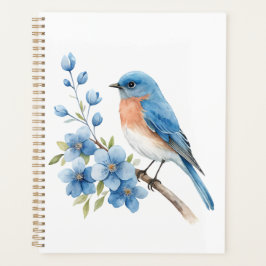 Blue bird with blue flowers planer