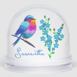 Blue Birdie Vergiss mich Nicht Blume 90. Geburtsta Schneekugeln