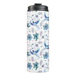 Blue Birds and Floral Harmony Seamless Pattern Thermosbecher