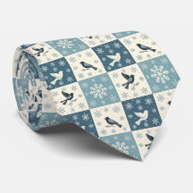 Blue Birds and Snowflakes Christmas Winter Pattern
