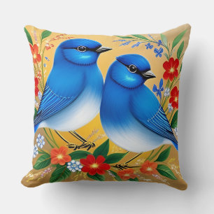 🌸 Blue Birds Florale Natur-Heimdekoration Kissen