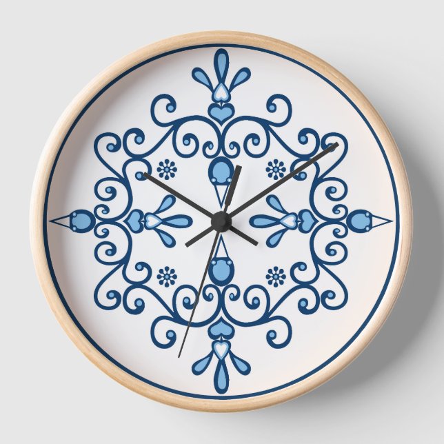 Blue birds folk design grand horloge (Recto)
