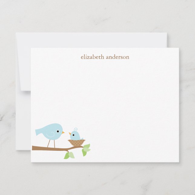 Blue Birds Nest Baby shower Merci Cartes (Devant)