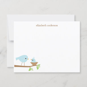 Blue Birds Nest Baby shower Merci Cartes