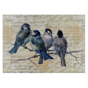 Blue Birds Vintag Sheet Music Cutting Board Schneidebrett