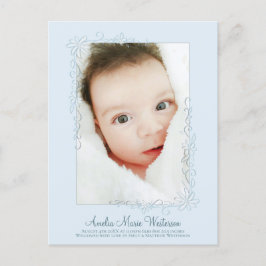 Blue Birth Announcement Boy Postkarte