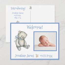 Blue Birth Foto Bear Baby Ankündigung