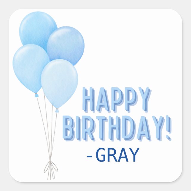 Blue Birthday Balloons Sticker (Vorderseite)