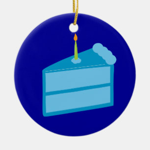 Blue Birthday Cake Keramik Ornament