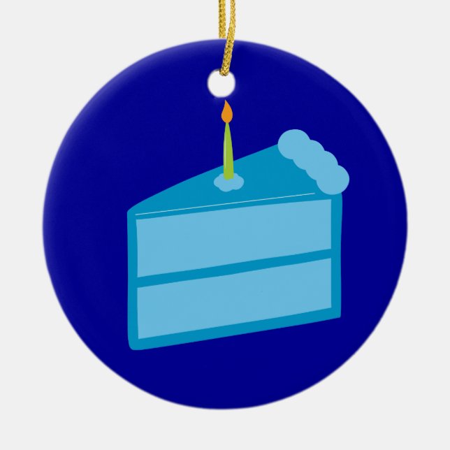 Blue Birthday Cake Keramik Ornament (Vorne)