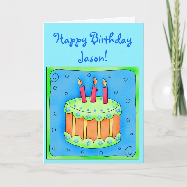 Blue Birthday Card mit Cake Karte (Vorderseite)