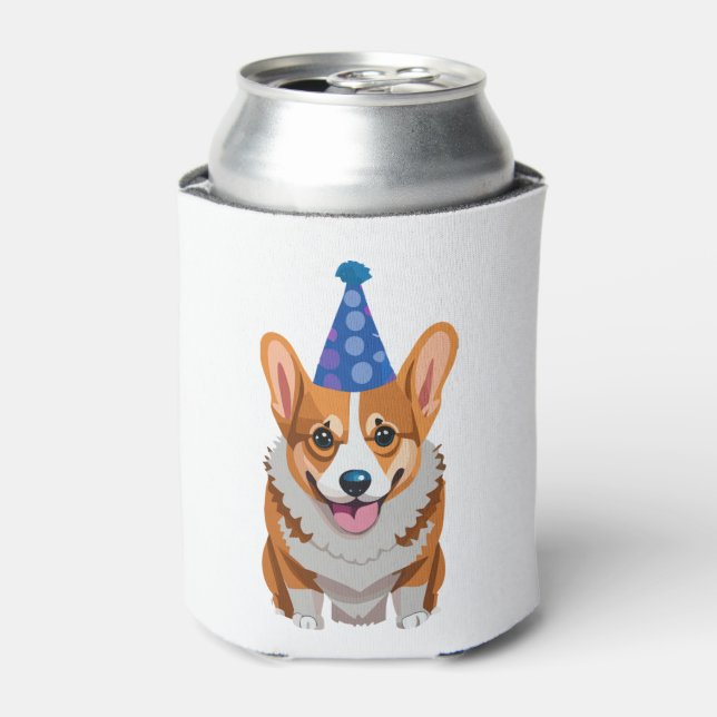 Blue Birthday Corgi Classic T - Shirt Dosenkühler (Kanne Vorderseite)