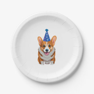 Blue Birthday Corgi Classic T - Shirt Pappteller