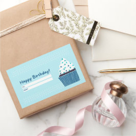 Blue Birthday Cupcake Rechteckiger Aufkleber