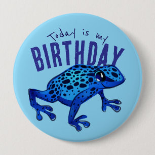 Blue Birthday Frosch Button