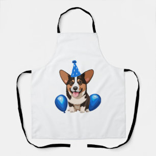 Blue Birthday Puppy Classic T - Shirt Schürze