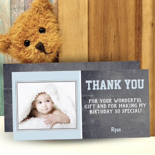 Blue Birthday Vielen Dank Foto Card Kinder Dankeskarte