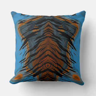 Blue Black and Burnt orange Tiger abstrakt Kissen