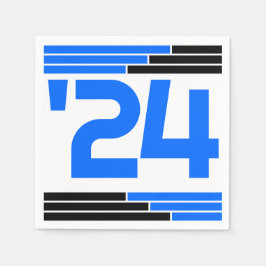 Blue & Black Bars Class of '24 Grad Party Serviette