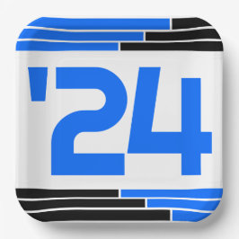 Blue & Black Bars Class of '24 Graduate Pappteller