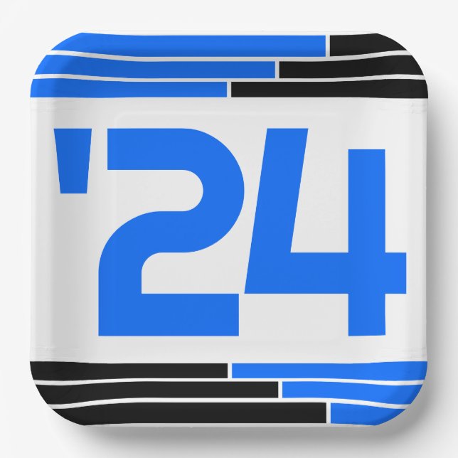 Blue & Black Bars Class of '24 Graduate Pappteller (Vorderseite)