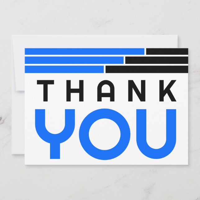 Blue & Black Bars Grad Party Vielen Dank Dankeskarte (Vorderseite)
