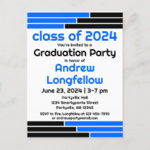 Blue & Black Bars Graduation Party