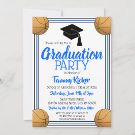 Blue & Black Basketball Graduation Party Einladung