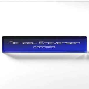 Blue Black Beruflich Modern Desk Namplate Namensplakette
