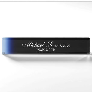 Blue Black Beruflich Modern Desk Namplate Namensplakette