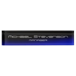 Blue Black Beruflich Modern Desk Namplate Namensplakette
