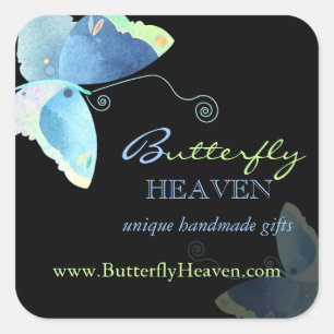 Blue + Black Butterfly Business Marketing Quadratischer Aufkleber