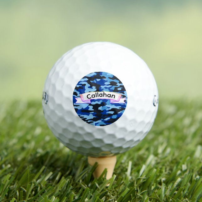 Blue & Black Camouflage Golf Balls - Individuelle  Golfball (Insitu T-Shirt)