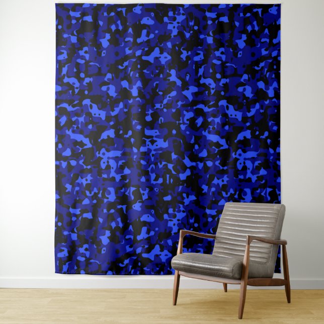 Blue Black Camouflage Tapestry Wandteppich (Beispiel)