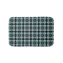 Blue Black Checker Argyle Pattern Badematte
