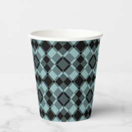 Blue Black Checker Argyle Pattern Pappbecher