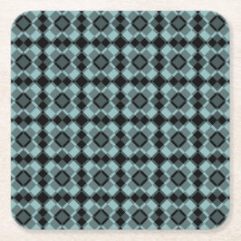 Blue Black Checker Argyle Pattern Rechteckiger Pappuntersetzer