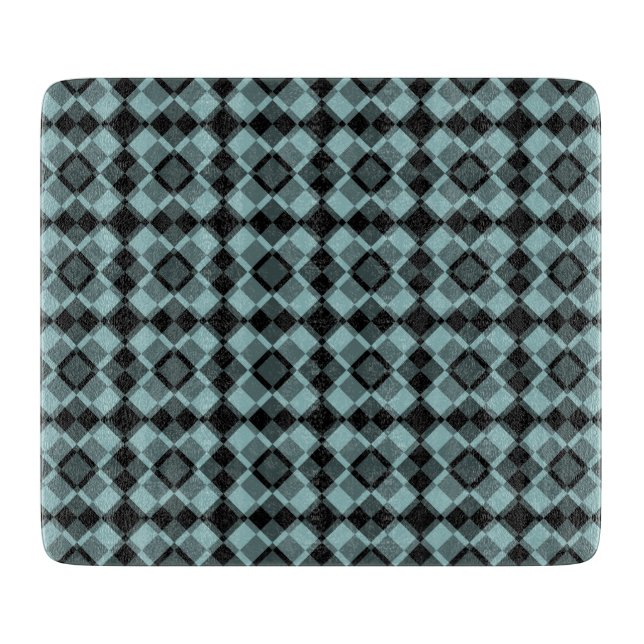 Blue Black Checker Argyle Pattern Schneidebrett (Vorderseite)